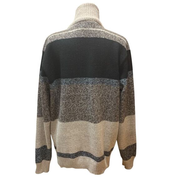 Alberto Cardinali Turtleneck Colorblock Zip Sweater Blue Black Grey Cream Men XL - Picture 4 of 7